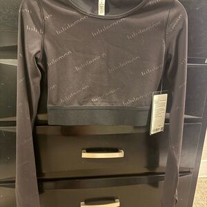 lululemon athletica Black Logo Crop Top